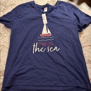 Navy 'Free As The Sea' Graphic Tee